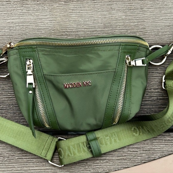 Madden Nyc Handbags - Madden NYC Olive Green Crossbody Bag Goldtone Hardware